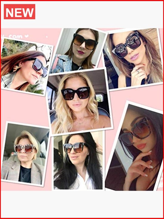 Oversized Square Sunglasses UV400 Protection Flat Lens main image 6